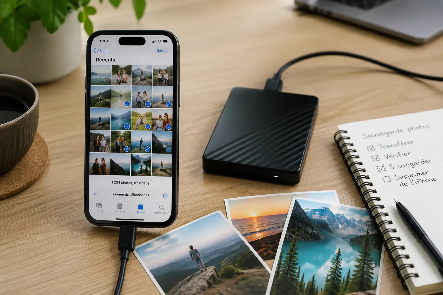 organiser une sauvegarde de photos iPhone sur disque externe